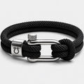 Halyard bracelet, steel shackle on black cord